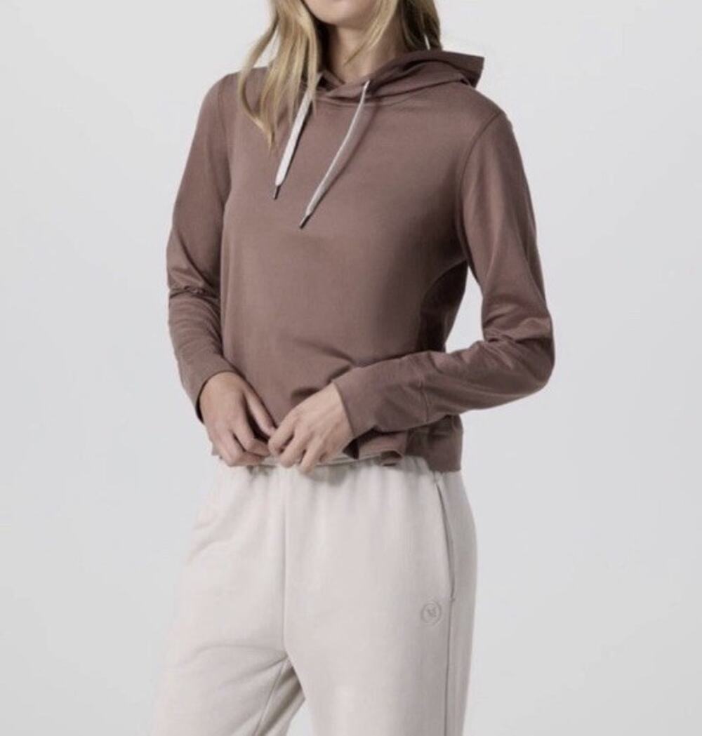 Vuori Halo Essential Cardamom Dream Knit Long Sleeve Crop Athleisure Hoodie Sz M